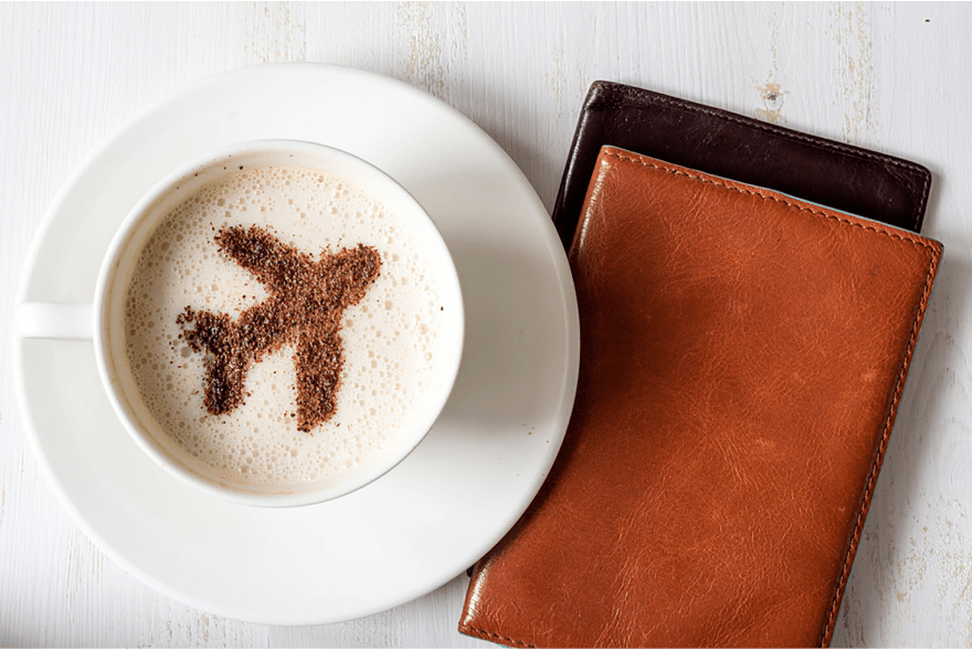 кофе, аэропорт, паспорт