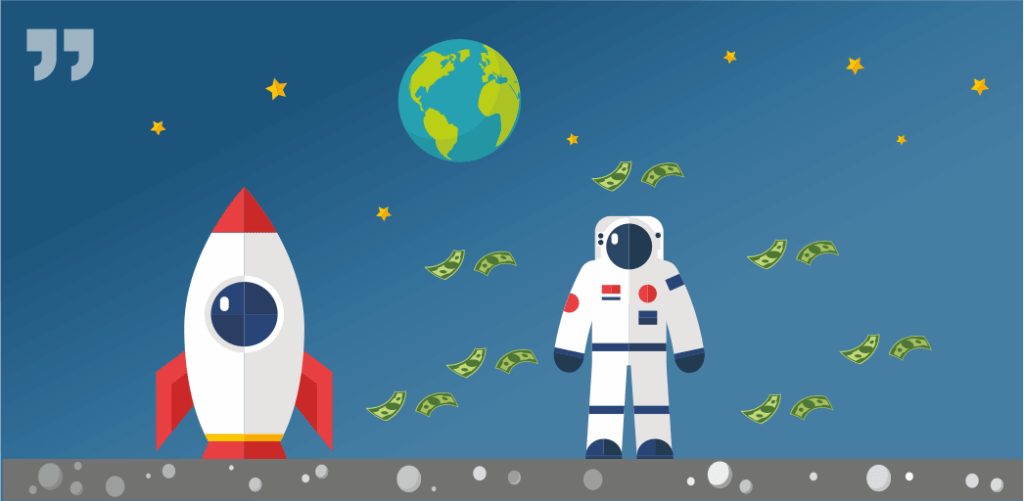 космос, ракета, космонавт, деньги, земля, луна