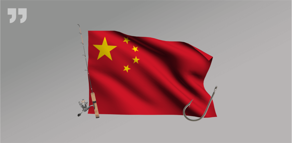 Китай, флаг, крючок, удочка