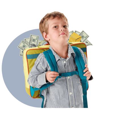 школьный рюкзак, деньги, мальчик
