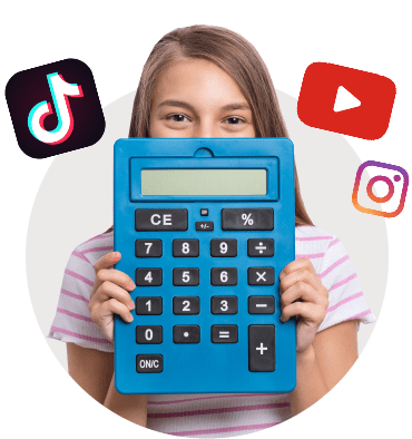 подросток, калькулятор, youtube, instagram, Tik-Tok