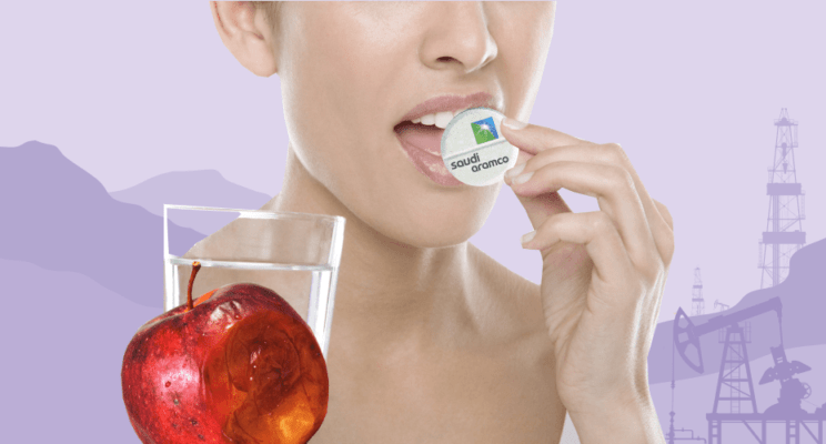 таблетка, saudi aramco, яблоко, нефтяные вышки, девушка