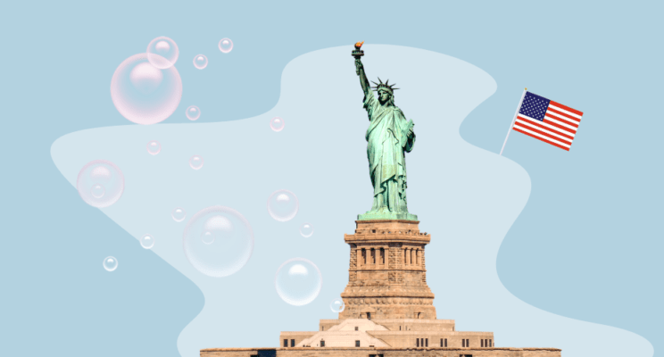 Америка Статуя Свободы мыльные пузыри