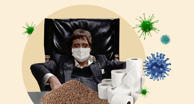 Короновирус, маски гречка туалетная бумага