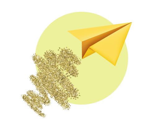золотой бумажный самолетик, летящий вверх