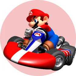 Марио за рулем гоночной машины